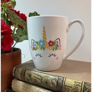 Burton & Burton Unicorn Face MUG with Flower Crown and Eyes Closed